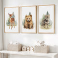 Vintage Nursery Wall Art – Forest Animal Trio: Deer, Bear & Wolf