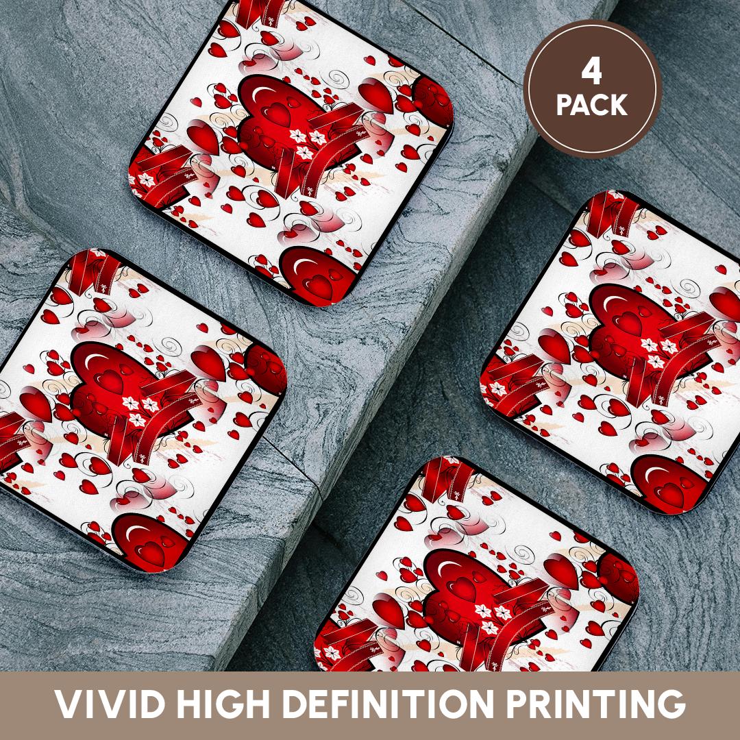 3dRose Susan Brown Designs Holiday Valentines Day - Valentine Red Hearts - Coasters (CST_14964)