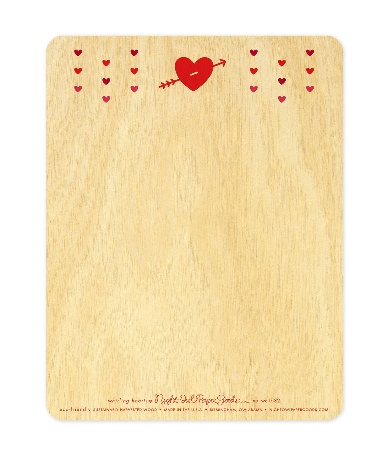 Whirling Hearts Wood Valentine's Day Card