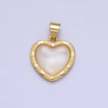 White Shell Pearl Heart Valentine Line Textured Minimalist Gold Pendant | AA152