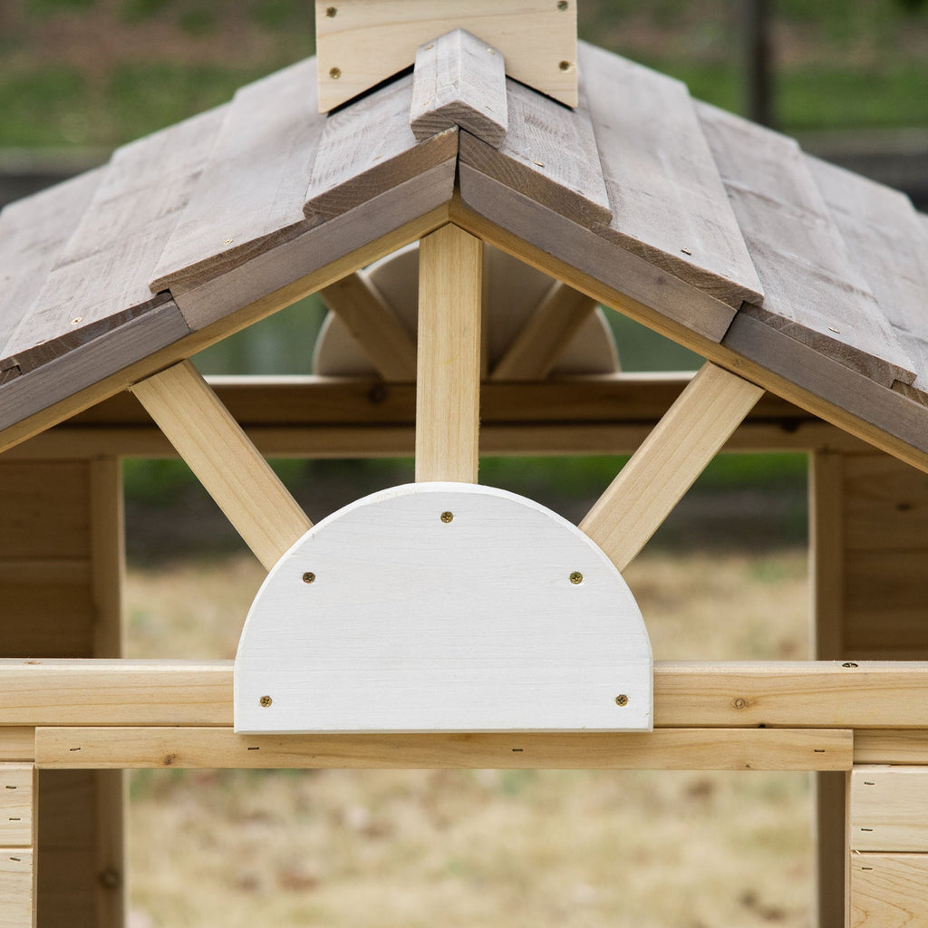 Wooden Outdoor Playhouse for Kids Garden Pretend Play and Adventure Games